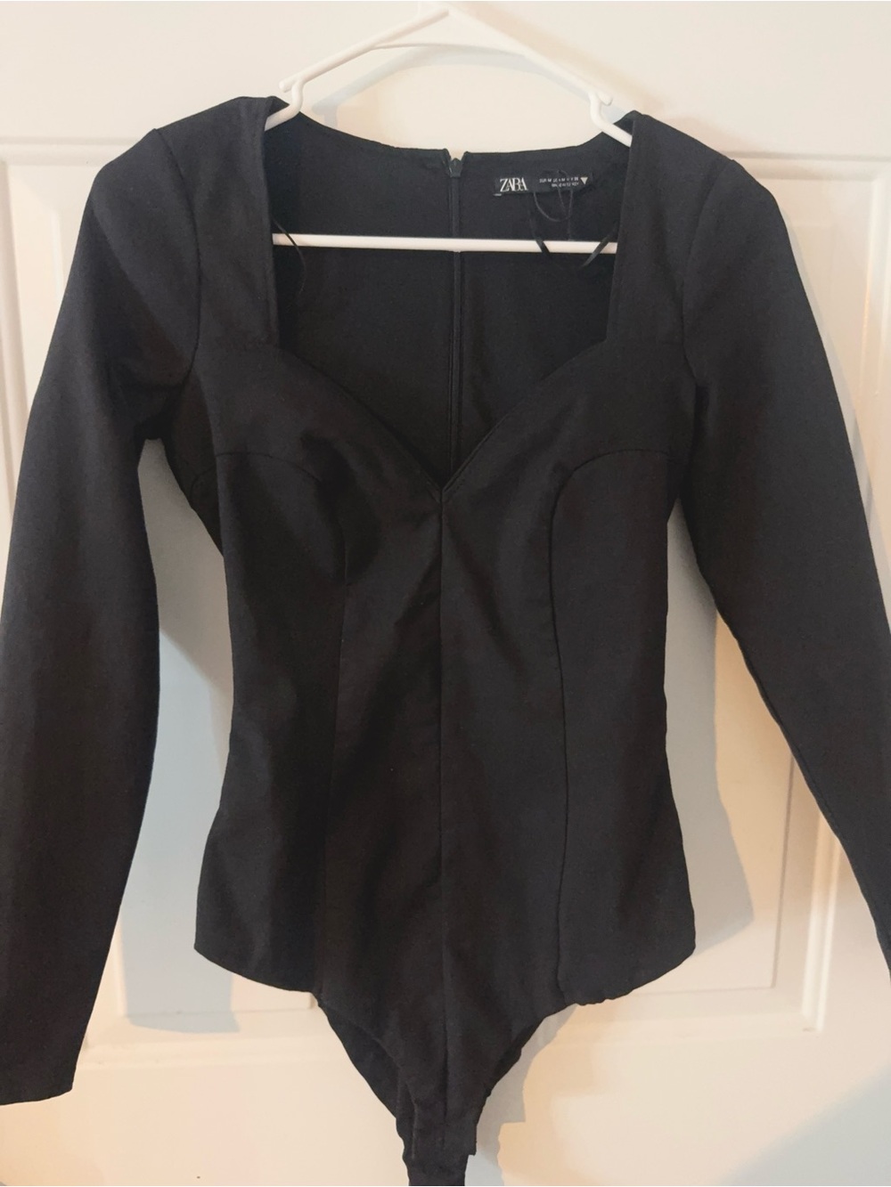 Zara Black Long-Sleeve Fitted Bodysuit Jacket